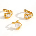 High End Adjustable Ring Stainless Steel 18k Gold Plating Fashion Jewelry Ring with Zircon