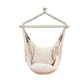 Woqi 100% Cotton Hanging Hammock Chair with 2 Cushions Rope Swing for Camping & Hiking