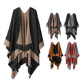 European and American Plain Double-sided Cloak Shawl Outer Wear Women's Autumn and Winter Office Scarf Simple Large Shawl Coat