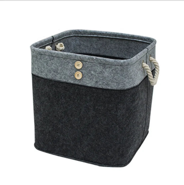 Functional Design Durable Wool Felt Fabric Storage Organizer Bag With Two Handles Foldable for Clothing/Sacks/Food Basket Bin