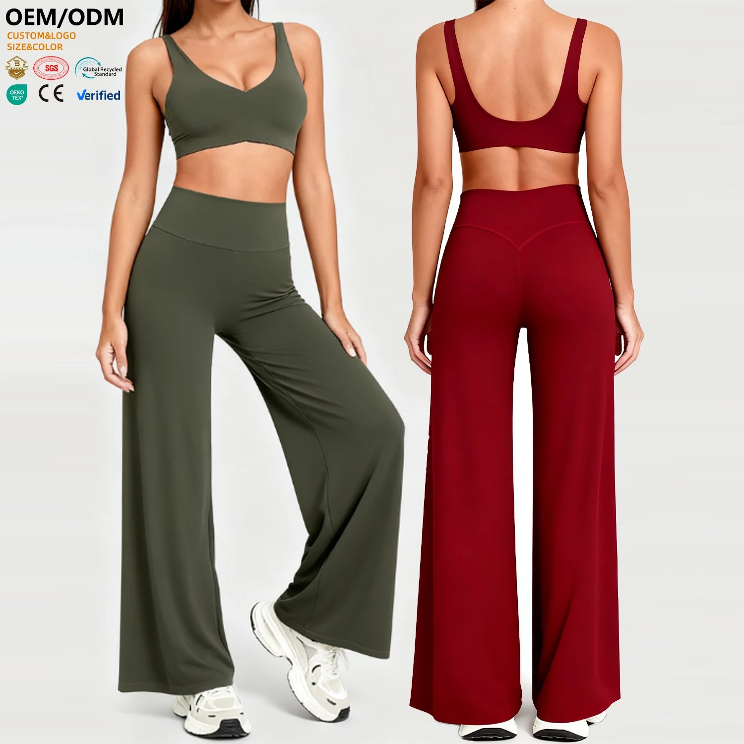 XW-ATZ8002 Wholesale Sportswear Legging Activewear Comfortable Bras Pads Gym Clothing 2 Piece Woman Straight Leg Yoga Pants Set