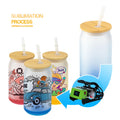 New Arrival Blank Sublimation Beer Shaped Glass Can With Bamboo Lid Sublimation Glass Tumbler