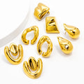 JUSNOVA 2024 Custom Waterproof Stainless Steel 18K Gold Hoop Earrings Fashionable Trendy Waterdrop Design Tarnish Free Jewelry