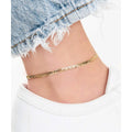 2022 New Fashion 18K Gold Plated Flat Marina Link Anklet for Women Stylish Single Chain Barzel for Gift