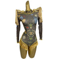 Vintage Epaulet Tassel Dance Performance Short Jumpsuit Women Festival Clothing Carnival Party Rompers Fringes Bodycon Bodysuits