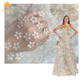 100% Polyester Polka Dot Floral Tulle Flocking Mesh Tulle Flower Pattern Flocked Tulle Mesh Fabric