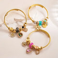 Qushine New Ins Style Rhinestone Beads Charms Pearl Heart Bee Titanium Stainless Steel Bracelet for Women Gift Wholesale