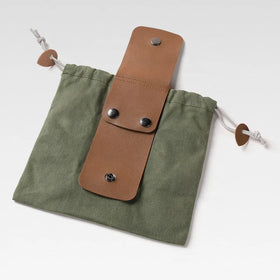 Leather Outdoor Folding Fruits Vegetable Harvest Foraging Bag Garden Picking Pouch Multifunctional Green Drawstring Camping