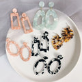 S925 Silvery Geometric Pendant Earring New Acetic Acid Plate Earrings Fashion Exaggerated  Geometric Pendant Earrings