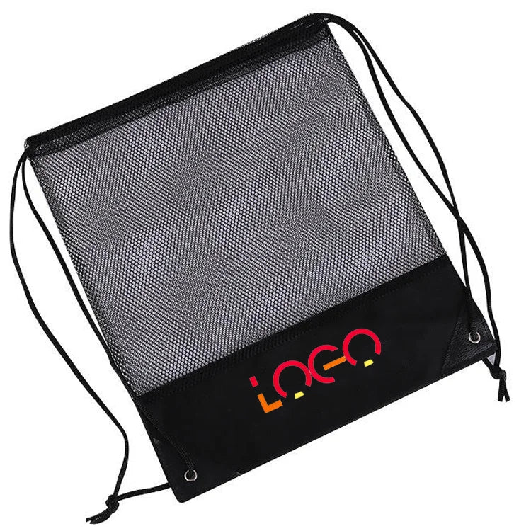Custom Logo Bulk  Drawstring Backpacks Fashionable PVC Sports Gym Cinch Bags with Letter Pattern for Gift Promotion