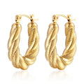 Baolen Fashion Jewelry Minimalist Jewelry Chunky Twisted Wire Hoop U Shape Huggies Chain Earrings