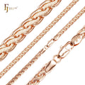 5mm FJ Fallon Fashion Jewelry Spiga Wheat Link Trace Hammered Chain Plated in Rose Gold Brass Based