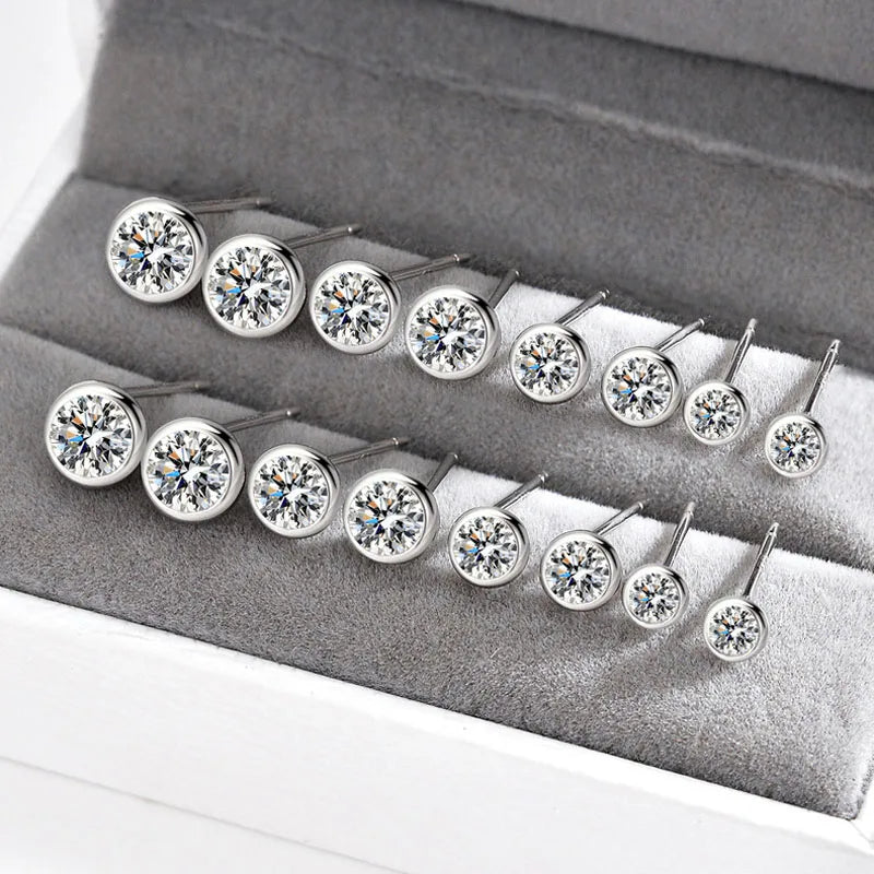 Wholesale 925 Sterling Silver Tiny Dazzling Round CZ Stud Earring for Women Girls Kids Fine Jewelry Gift
