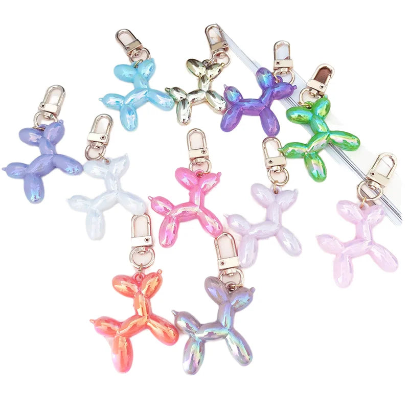 New Style Keychain Balloon Dog Pendant Cute Jelly Balloon Dog Pendant Creative Key Bag Hanging with Cartoon Puppy Keychain