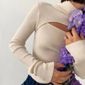 Ribber Knitted Turtleneck Top Women Hollow Out Casual Long Sleeve T Shirt Skinny Autumn Winter Slim Tee Lady Sweater Clothing
