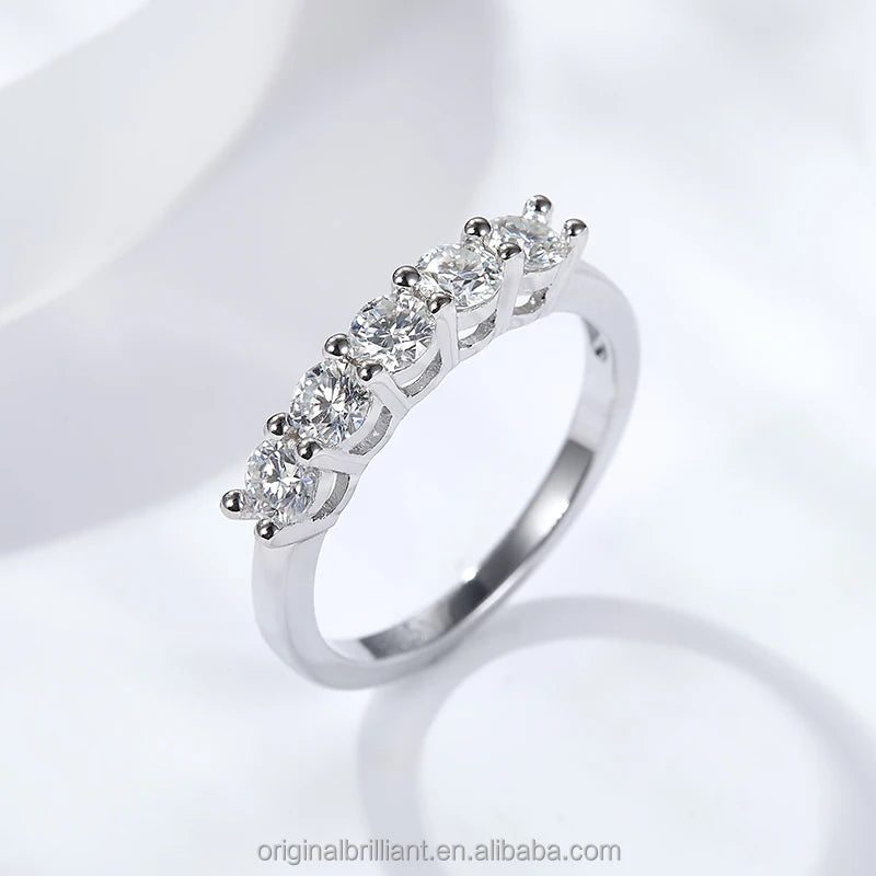 Starsgem 925 Sterling Silver Diamond Ring 3.5mm Round Brilliant Cut Moissanite Wedding Rings  for Women