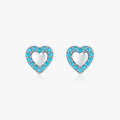 925 Sterling Silver Fine Jewelry Vintage Mini Cute Turquoise Heart Stud Earrings