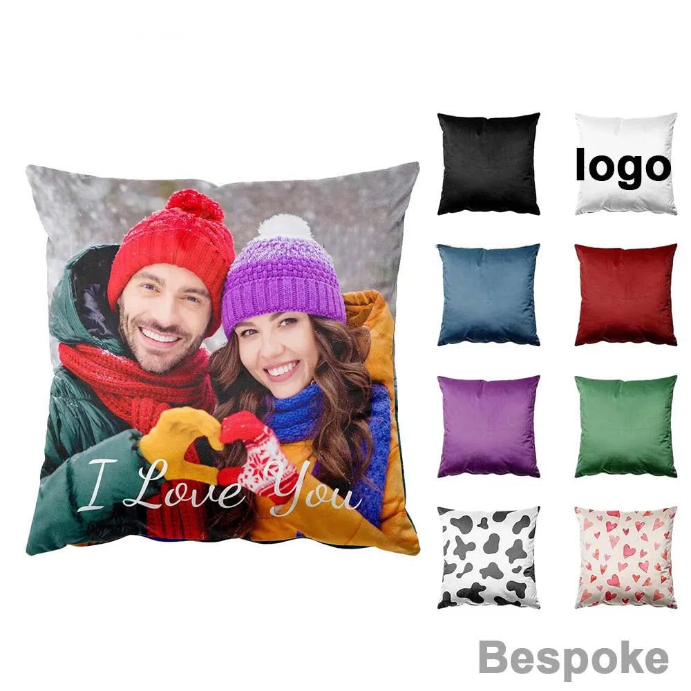 Custom Logo Velvet Pillow Cover with Printed/Blank Design Eco-friendly Vintage Style Customizable Photo Custom Pillows