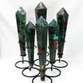 Wholesale Natural Stone Crystal Wands New Shapes Wand Tower Stick Point Pendulum Shape Africa Blood Stone Wand for Healing