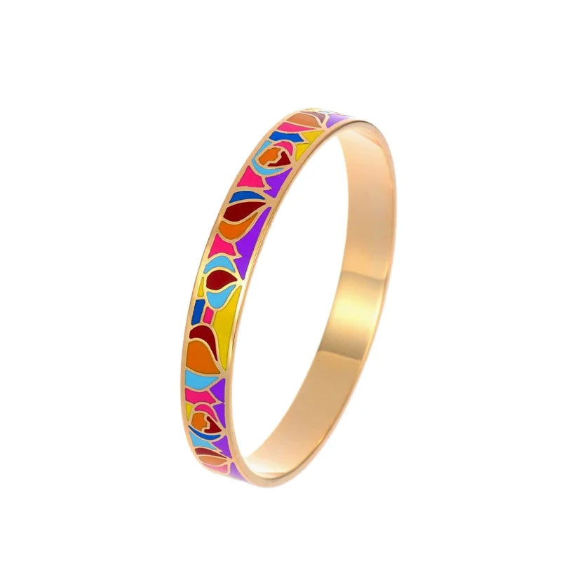 18k Gold Custom Enamel Colorful Bangle Bracelet With Balloons Pattern Styles for Summer Styles