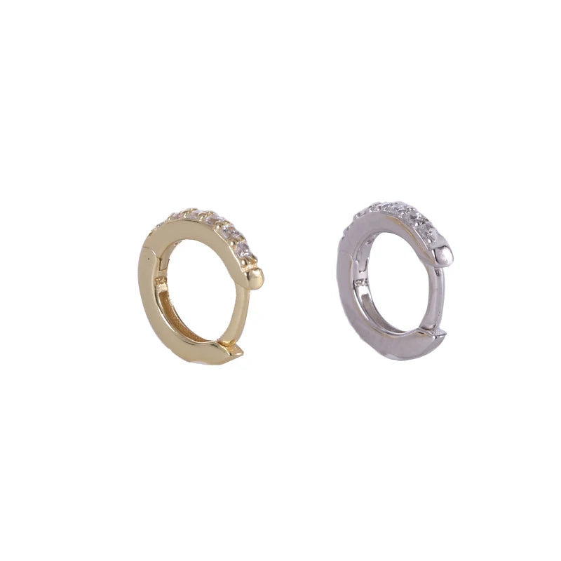 18 K Gold Plated Cubic Zircon Clip on Small Huggie Hoop Handmade Fashion Earrings Trend 2023