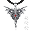 Vintage Red Cubic Zirconia 925 Sterling Silver Gothic Punk Jewelry Viking Dragon Pendant Necklace for Men