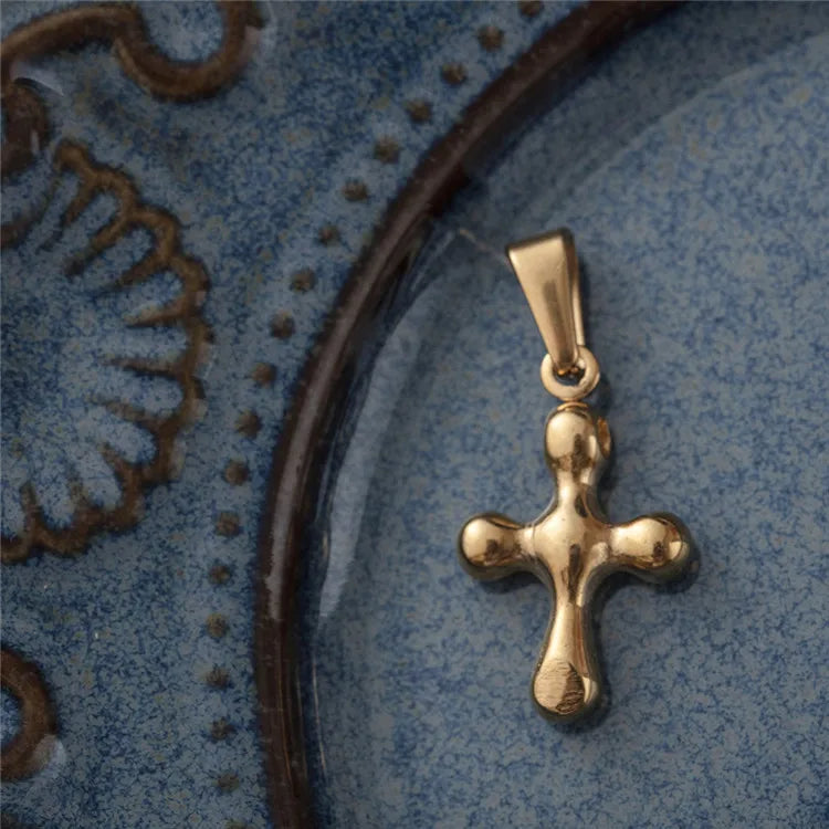 High Polishing Gold Plated Jewellery Stainless Steel Cross Charms Pendant for Women