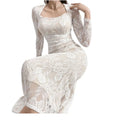 KY White Full Sleeve Maxi Lace Wedding Dress Plus Size Sustainable and Washable Wedding Dress for the Bride