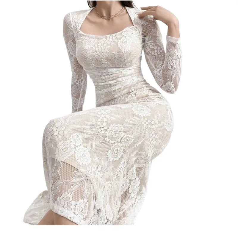 KY White Full Sleeve Maxi Lace Wedding Dress Plus Size Sustainable and Washable Wedding Dress for the Bride