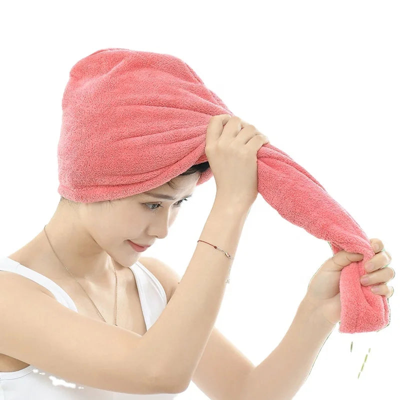 Hair Turban Soft Microfibre Bath Shower Cap Hair Wrap Towel Fast Drying Thickness Microfiber for Women Woven Plain Beach Towels
