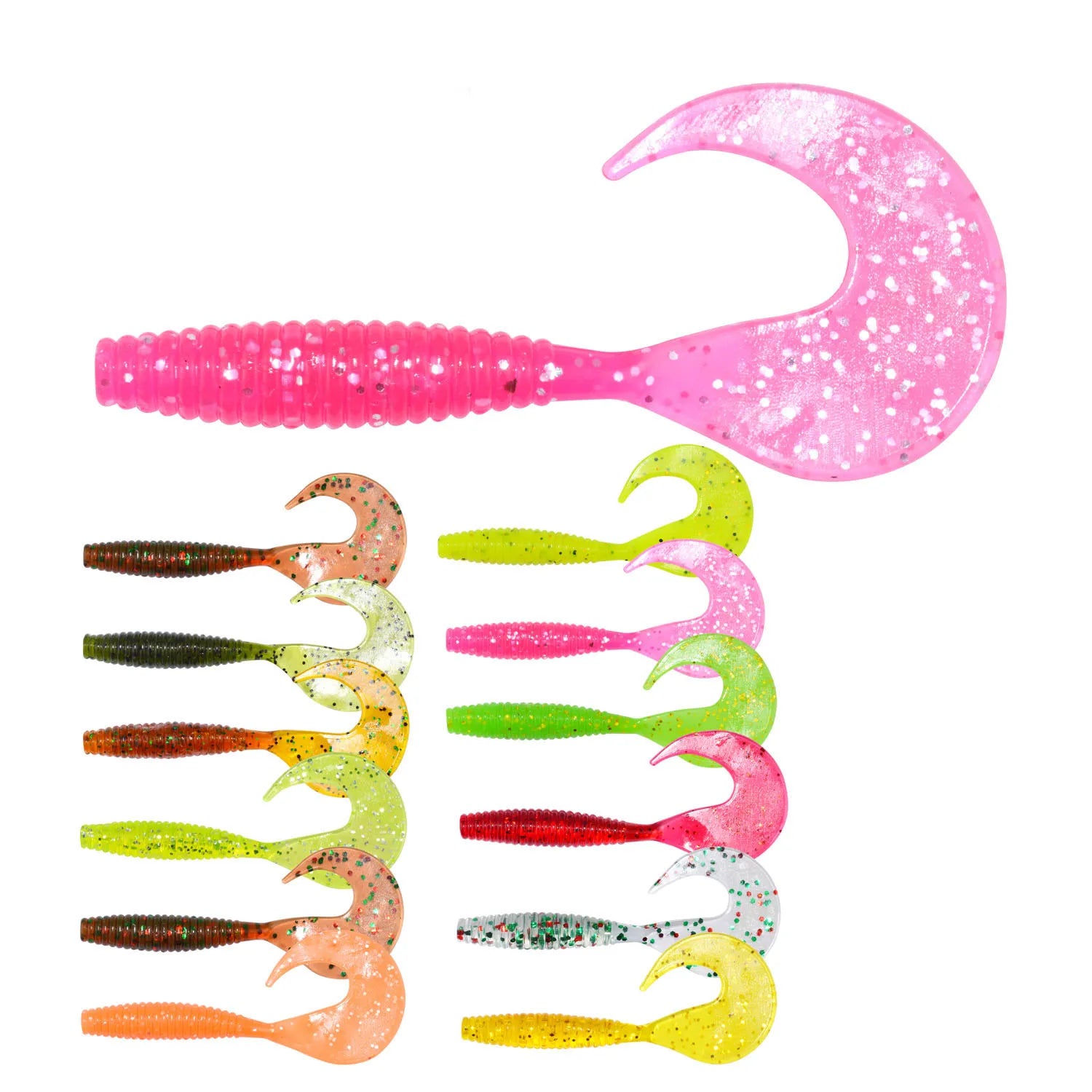 Artifical Coiled Tail Fish 7.5cm 5.4g Plastic Shrimp Vibe Bait Curly  Long Tails Fishing Soft Lure