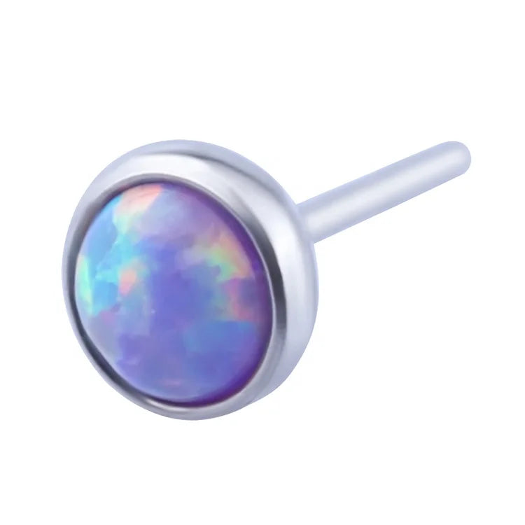 Wholesale F136 Titanium Head Push in Labret Bezel Opal Lip Stud Tragus Piercing Jewelry