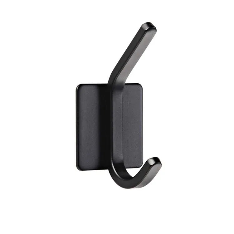 Hot Sale Heavy-Duty Stainless Steel Black Robe Towel Hook Self-Adhesive Multifunctional Bathroom Kitchen Hanger for Clothing