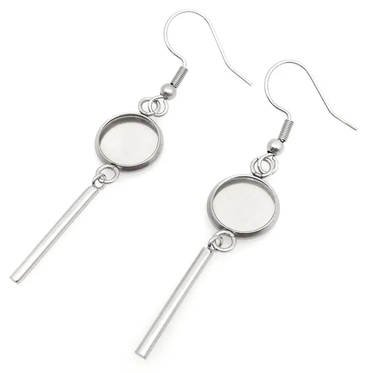 Stainless Steel Earring Cabochon Stones Setting Post Cup Blank Earring Bezel Setting Surgical Steel Post Findings with bar