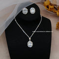 Silver Plated Crystal Stone Wedding Pendant Necklaces Earrings Jewelry Sets Bride Clear Zircon Jewelry Sets for Women