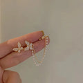 Korean Elegant 925 Silver Needle Cute Rhinestone Butterfly Stud Earrings for Women