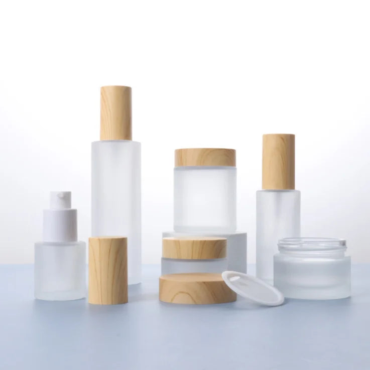 Hotsale Silk Screen logo 10ml 20ml 50ml 100ml Frosted Matte Cosmetic Serum Lotion Pump Bottle Cream Glass Jars