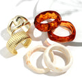 2025 Yiwu Factory Price 3pc Exaggerated Geometric Personalized CCB Electroplated Open Bracelet Chunky Resin Bracelet Bangles Set
