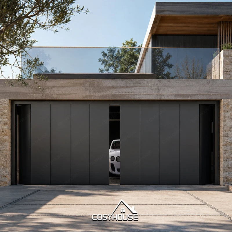 Modern Aluminum Alloy Side Sliding Sectional Garage Doors Residential Horizontal Side Opening Garage Door