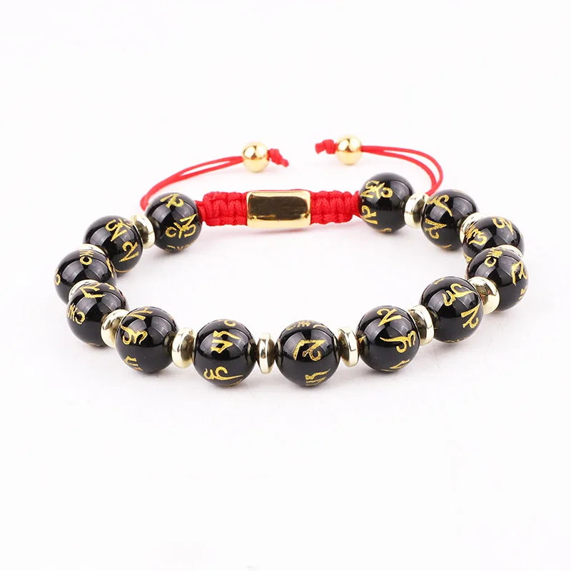 New Design Natural Stone Tibetan Buddhism Symbol Lection Agate Beads Friendship Custom Macrame Bracelet Men Women