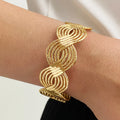 VKME Retro Punk Gold Color Filament Braided Pattern Big Bracelet for Women Jewelry