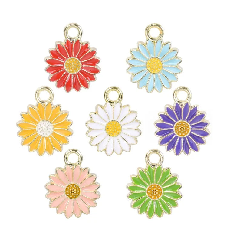 Zinc Alloy Flower Daisy Charm Sunflower Daisy Flower Dangle Charm for DIY Necklace Bracelet Jewelry Making