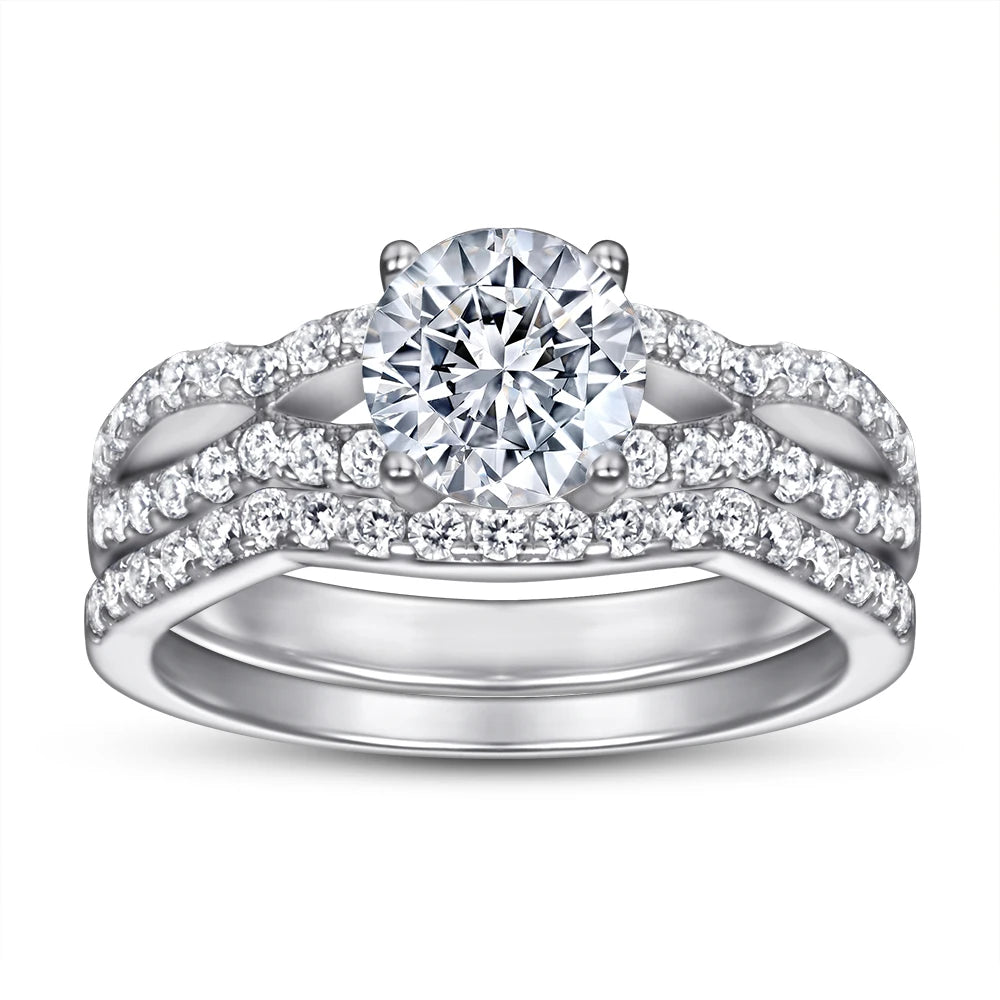 Elegant Jewelry Wholesaler 925 Sterling Silver Jewelry Round Brilliant Cut Rhodium Plated AAA Zircon Ring Engagement Wholesale