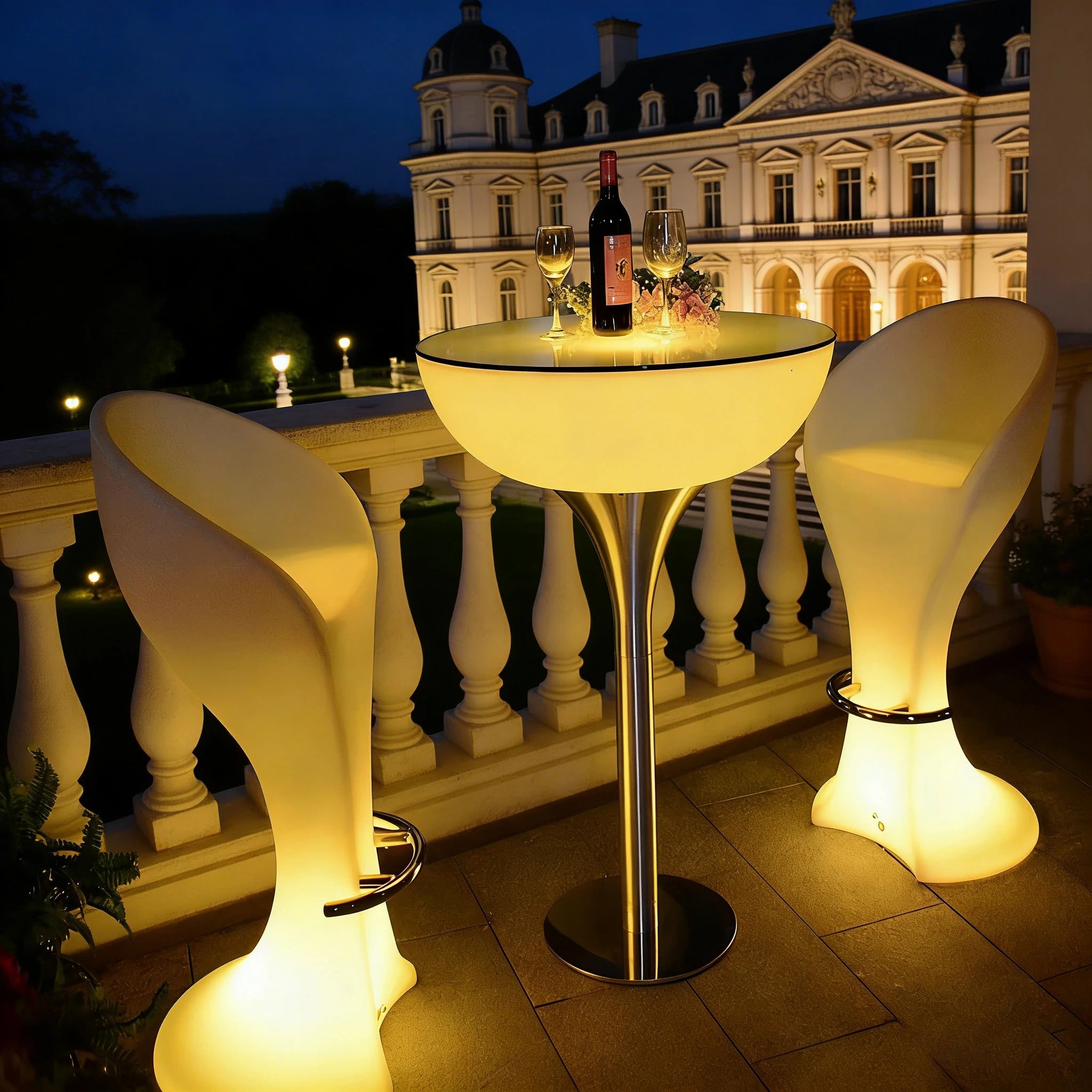 Modern Rechargeable Waterproof Outdoor LED Bar Stool for Home Bar Plastic Material Commercial Use