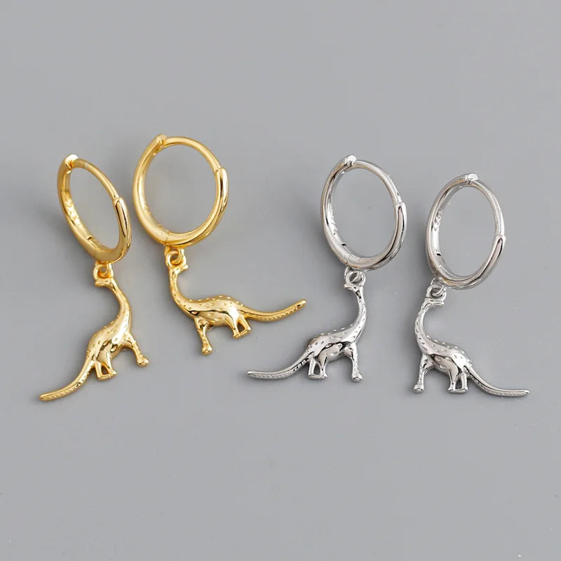 Wholesale Cheap Gold Earrings 925 Silver Jewelry Fashion Accessories Trending Dinosaur Pendant Earrings