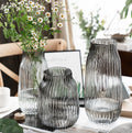 Nordic Primary Color Glass Vase Aquatic Lily Arrangement Vase Vertical Pattern Irregular Living Room Glass Vase
