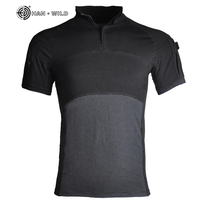HAN WILD Outdoor Training Uniform Camouflage Fast Assault Short Sleeve Shirt Tactical Polo Shirt