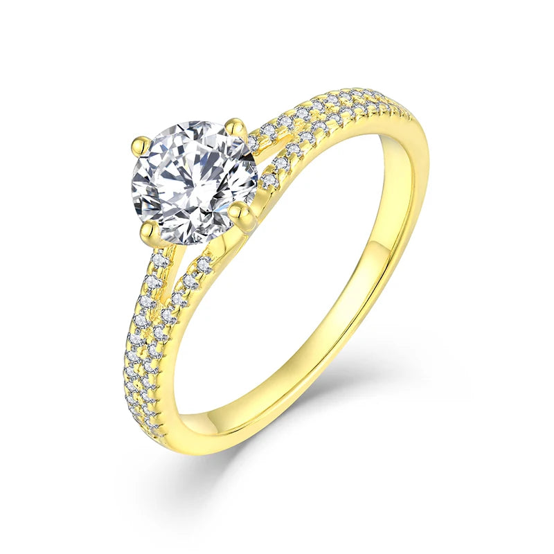 Halo Finger Ring Custom Factory Round Shape Cz Zircon Classic Four Claw 925 Sterling Silver Moissanite Wedding Engagement Ring