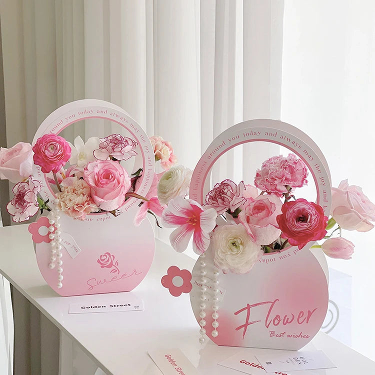 Luxury Design Handmade Preserved Flower Box Matt Lamination Self Erecting for Valentine's Day Mom Gift Mushroom Rose Bouquets