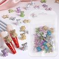 30pcs/bag Sparkling Cartoon Bear Nail Art Charms Decoration Colorful Bow Flat-bottomed Nail Art Accessories